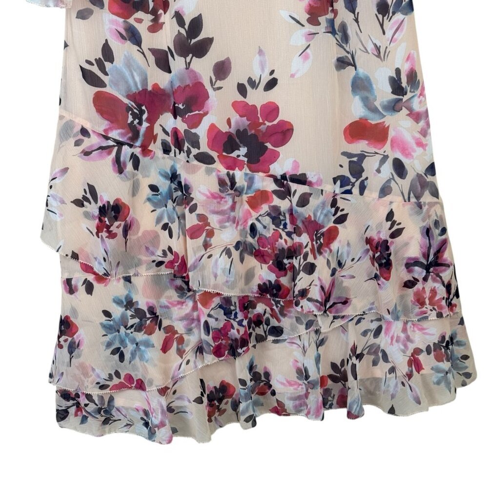 French Connection NEW Linosa Crinkle Barley Pink Dress Size 8 Floral Tiered - Picture 4 of 10